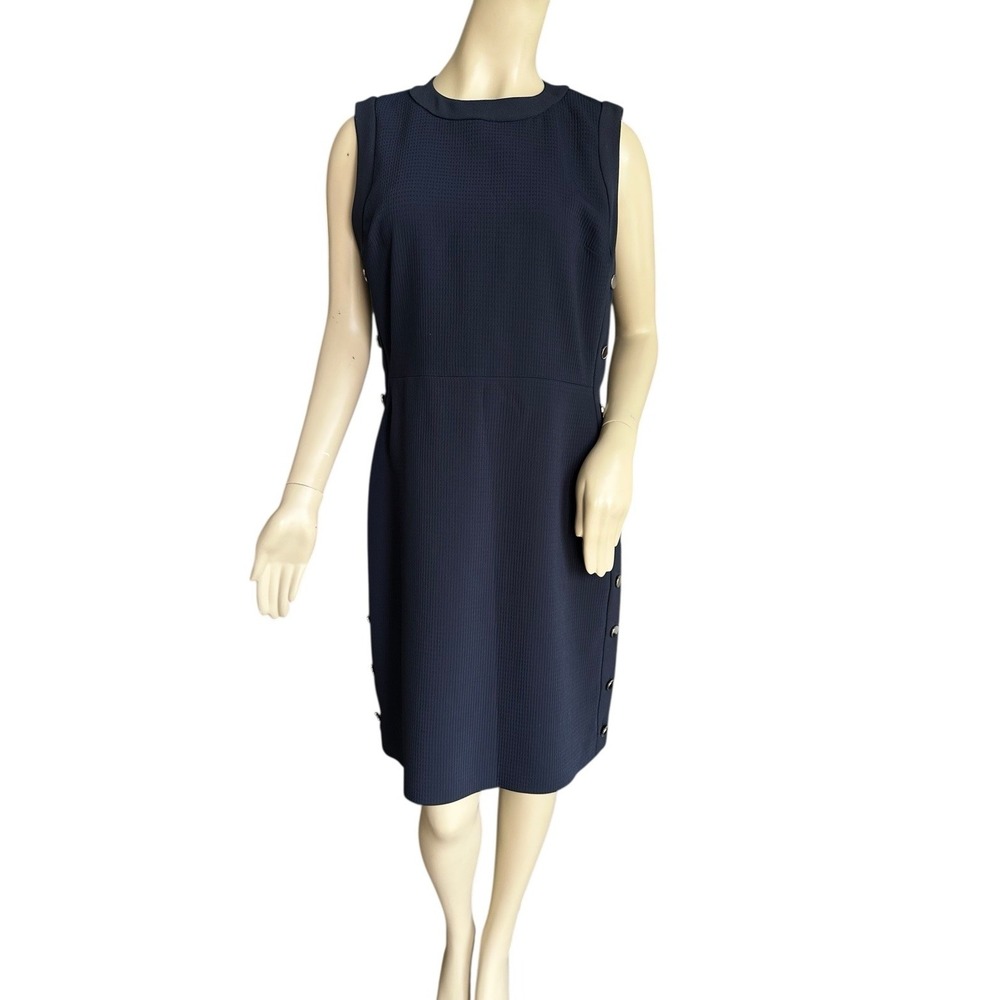 NWT Club Monaco Button Sheath Dress Sz 12 Navy Blue‎ Classy Preppy MSRP $249